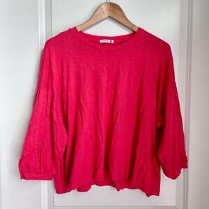 Sundry Drop Shoulder Hibiscus Pink Blouse